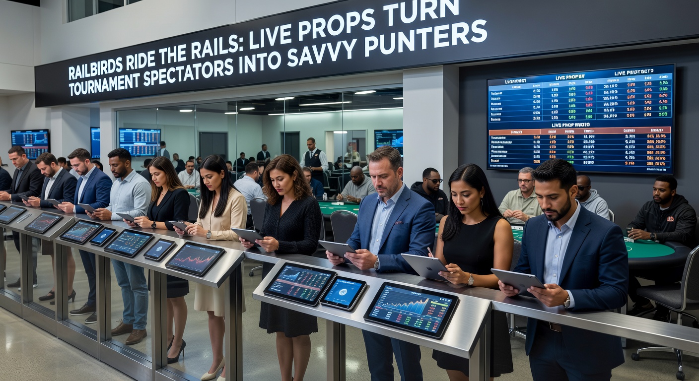 Close-up of railbird checking live poker prop odds on phone during intense tournament moment