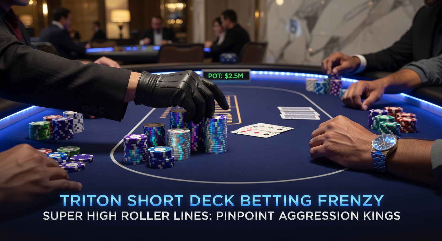 High-stakes Triton Short Deck poker table with players in intense action during super high roller event