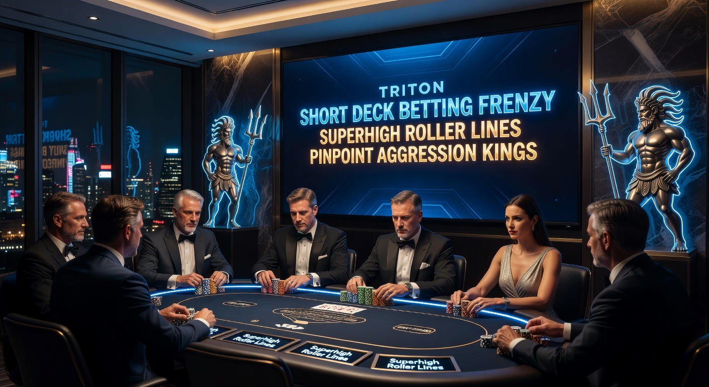 Close-up of super high roller players at Triton Short Deck final table, chips flying amid aggressive bets